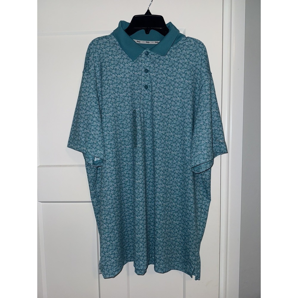 Walter Hagen Mens XL Performance 11 Golf Polo Dogwood Ditsy Aqua Blue NEW